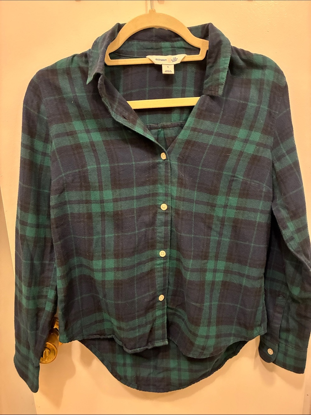 Old Navy Navy and Blackwatch Plaid Button-Down Flannel Shirt Gorpcore